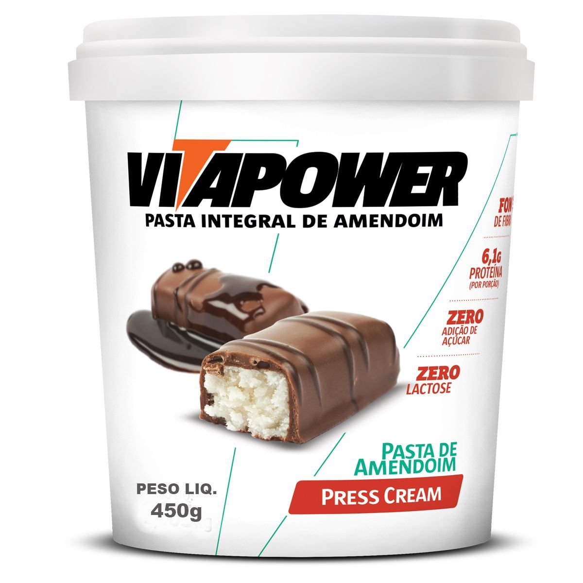 Pasta de Amendoim - 450g Press Cream - Vitapower*** Data Venc. 30/7/2023