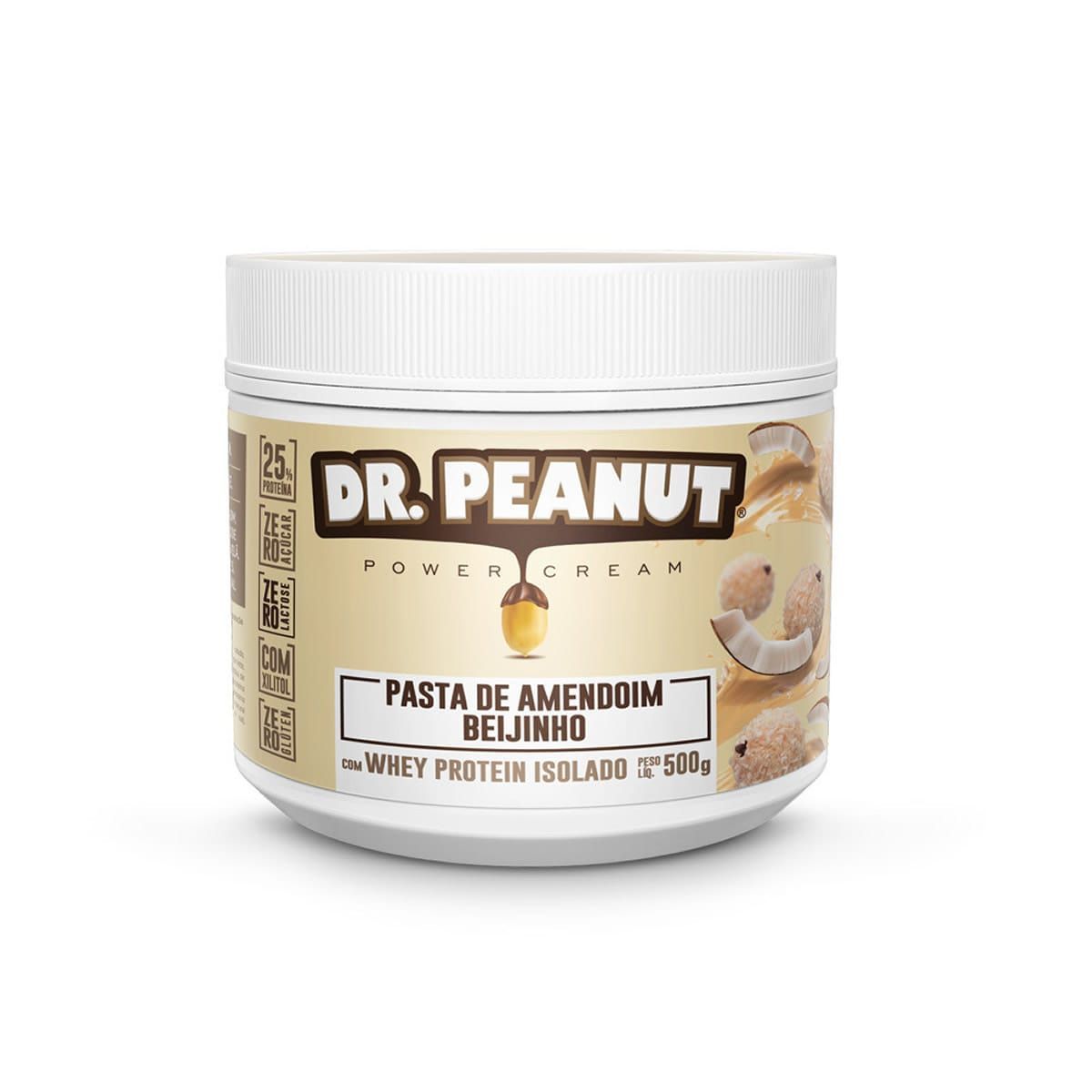 Pasta de Amendoim - 500g Beijinho com Whey Isolado - Dr. Peanut*** Data Venc. 30/11/2021