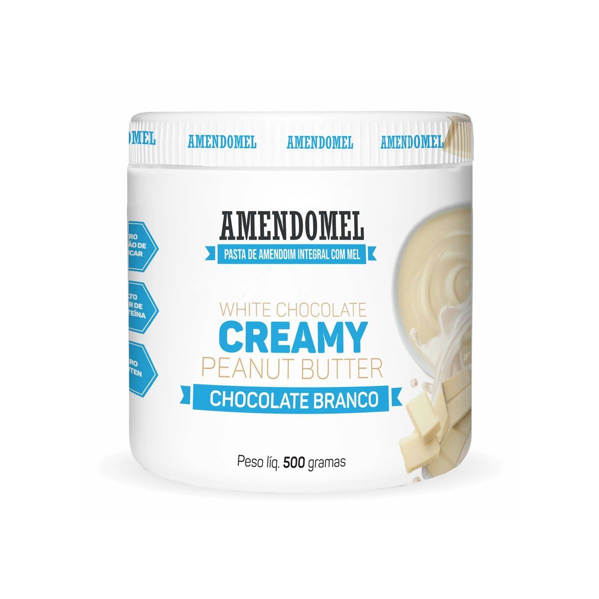 Pasta de Amendoim - 500g Chocolate Branco - AmendoMel*** Data Venc. 03/12/2025