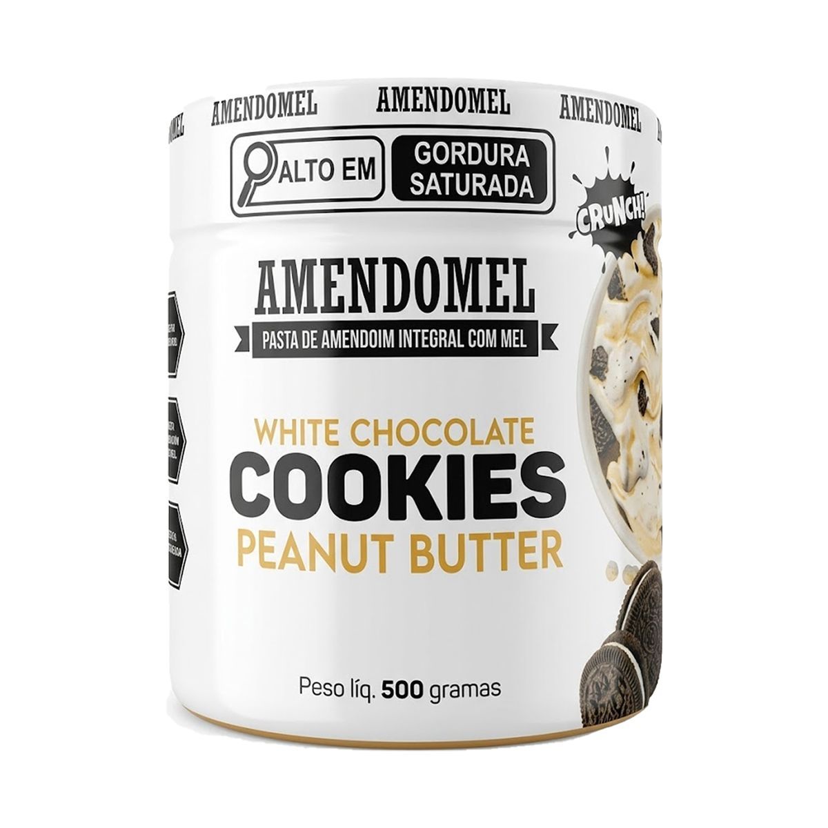 Pasta de Amendoim - 500g Chocolate Branco Com Cookies - AmendoMel