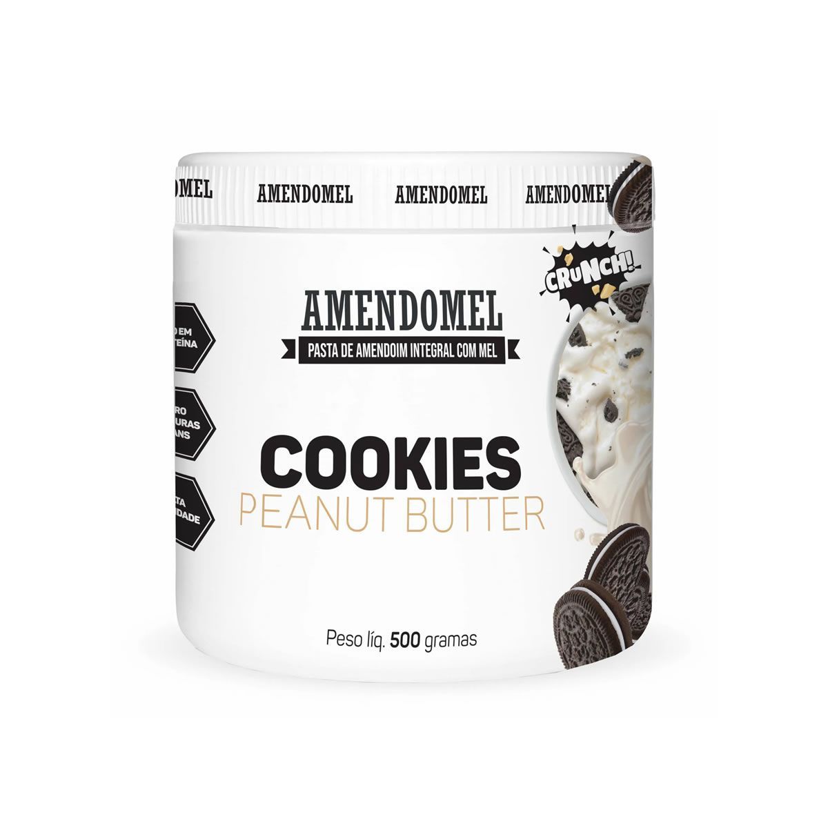 Pasta de Amendoim - 500g Chocolate Branco Com Cookies - AmendoMel*** Data Venc. 30/08/25