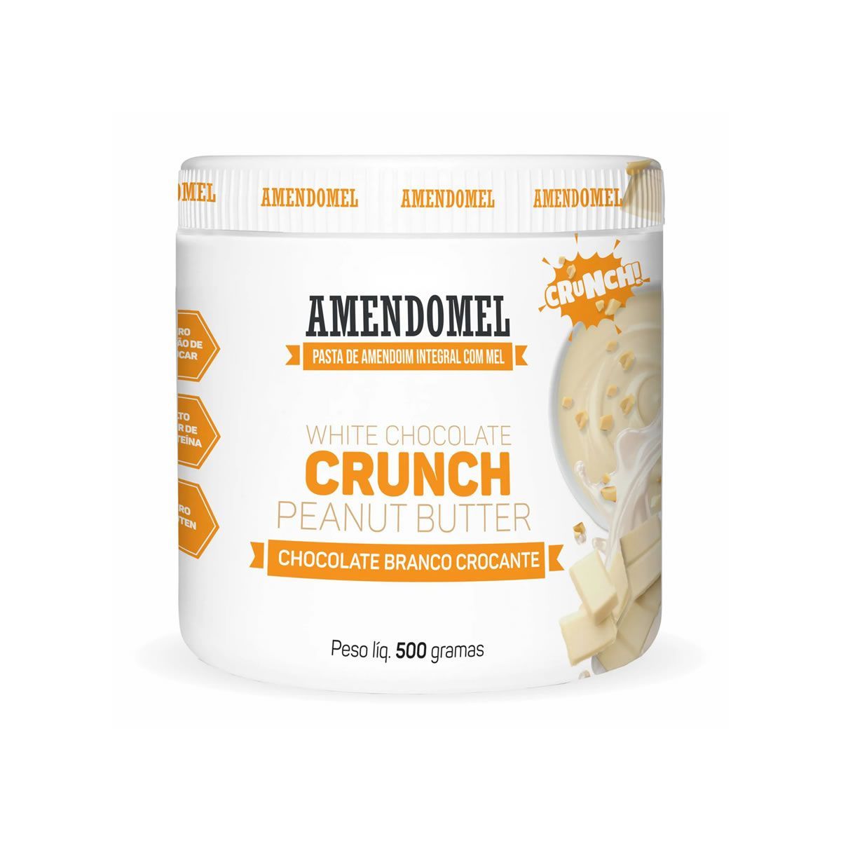 Pasta de Amendoim - 500g Chocolate Branco Crocante - AmendomMel*** Data Venc. 21/05/2025