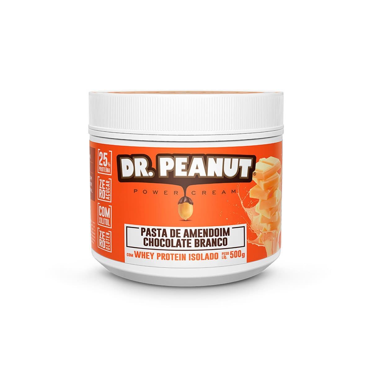 Pasta de Amendoim - 500g Chocolate Branco com Whey Isolado - Dr. Peanut*** Data Venc. 30/10/2021