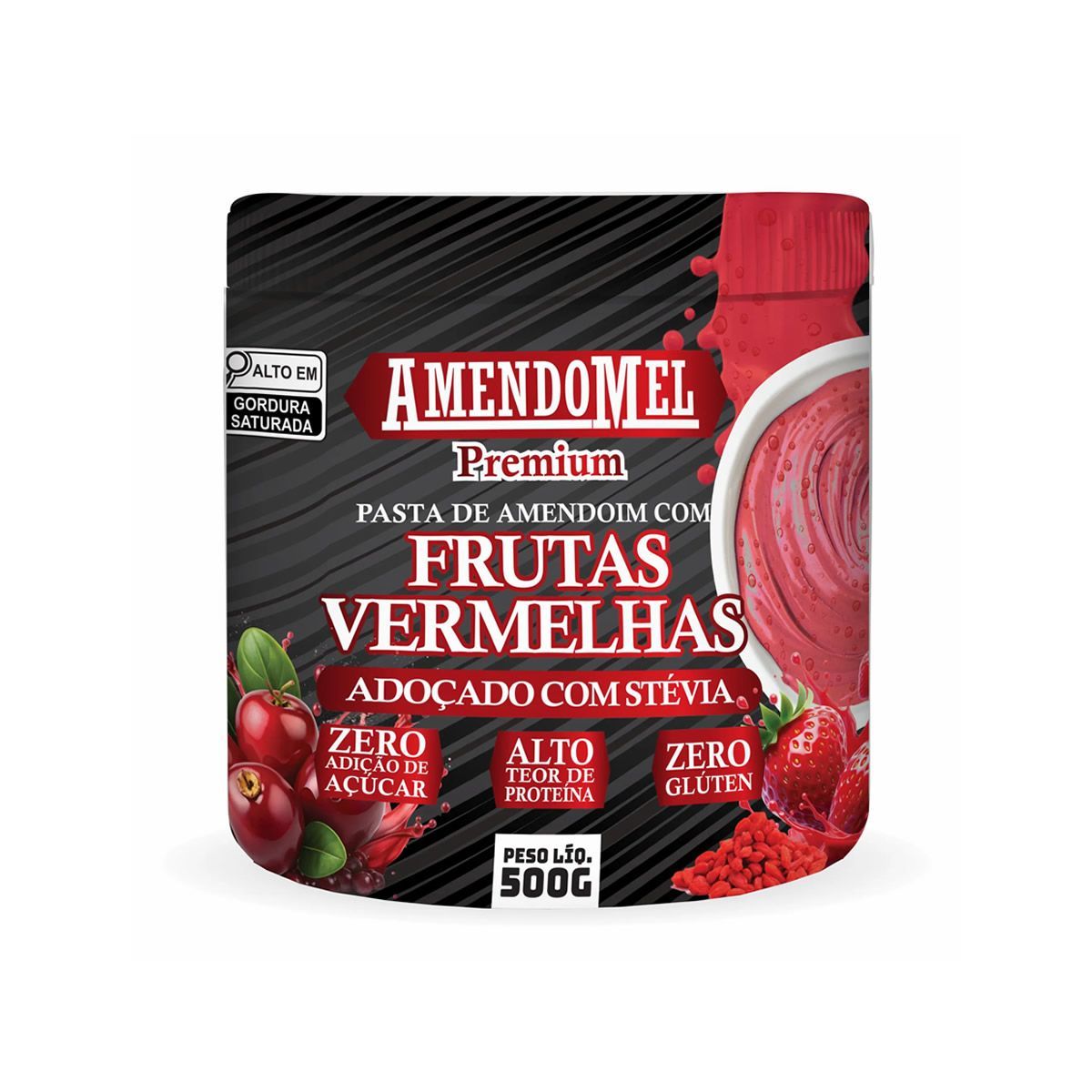 Pasta de Amendoim - 500g Com Frutas Vermelhas - Amendomel