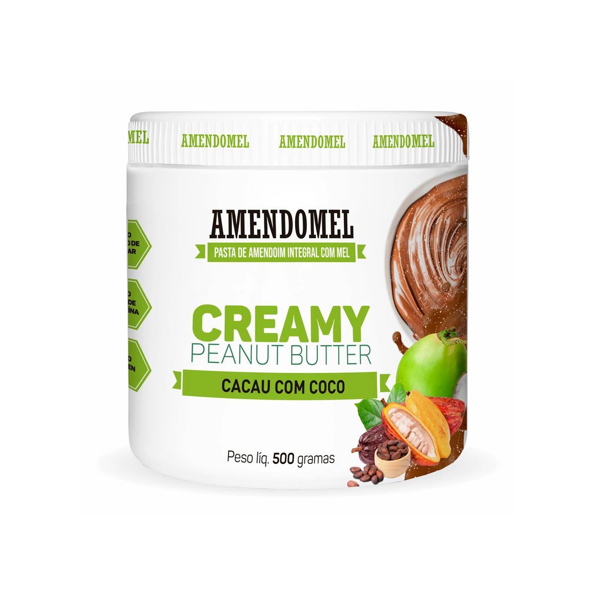 Pasta de Amendoim - 500g Mel Cacau e Coco - AmendoMel*** Data Venc. 10/05/2025