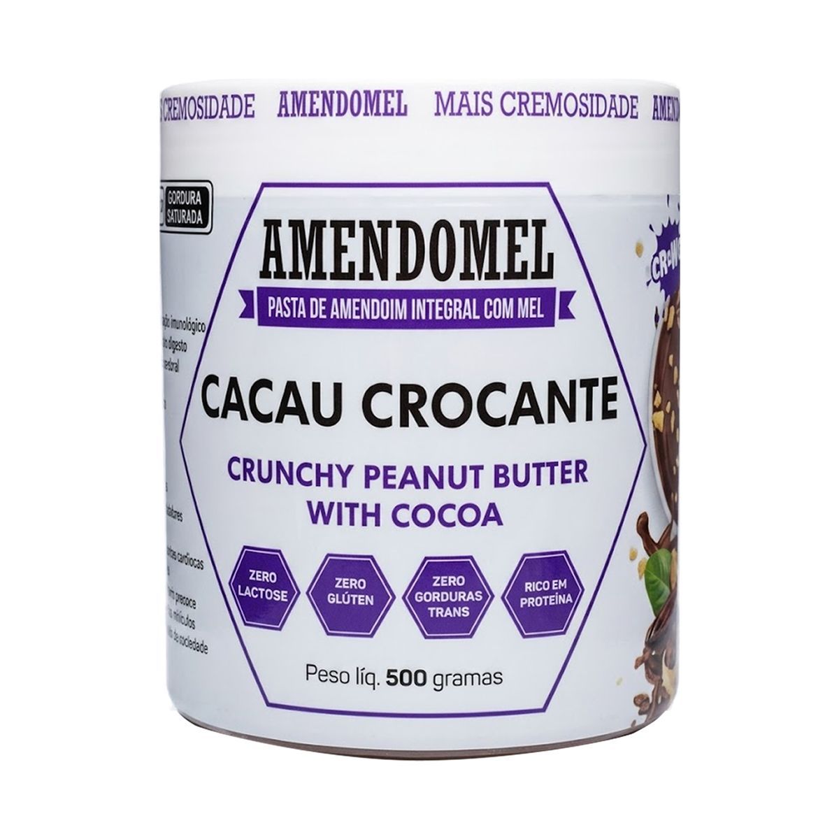 Pasta de Amendoim - 500g Mel e Cacau Crocante - AmendoMel