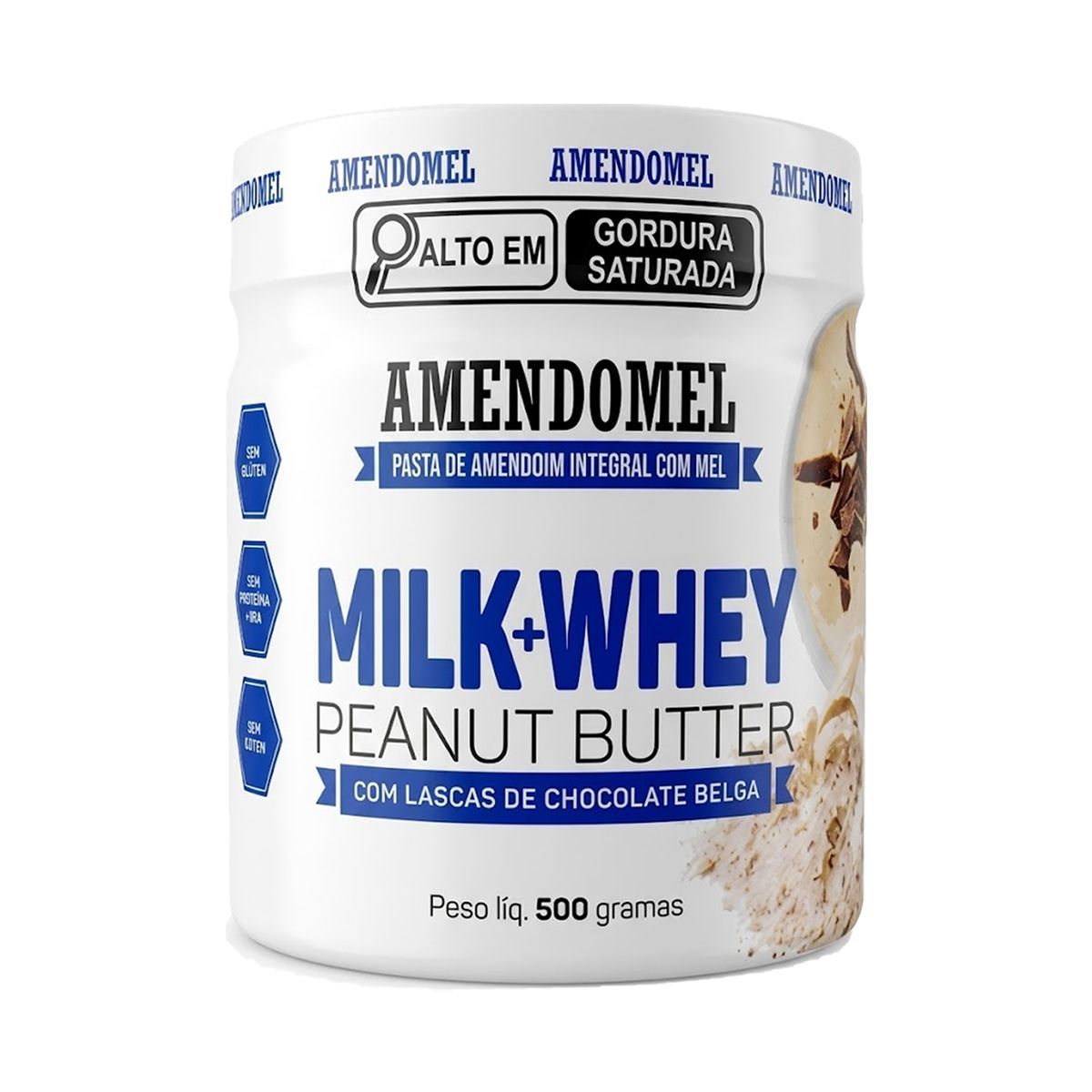 Pasta de Amendoim - 500g Milk Whey Chocolate Belga - AmendoMel