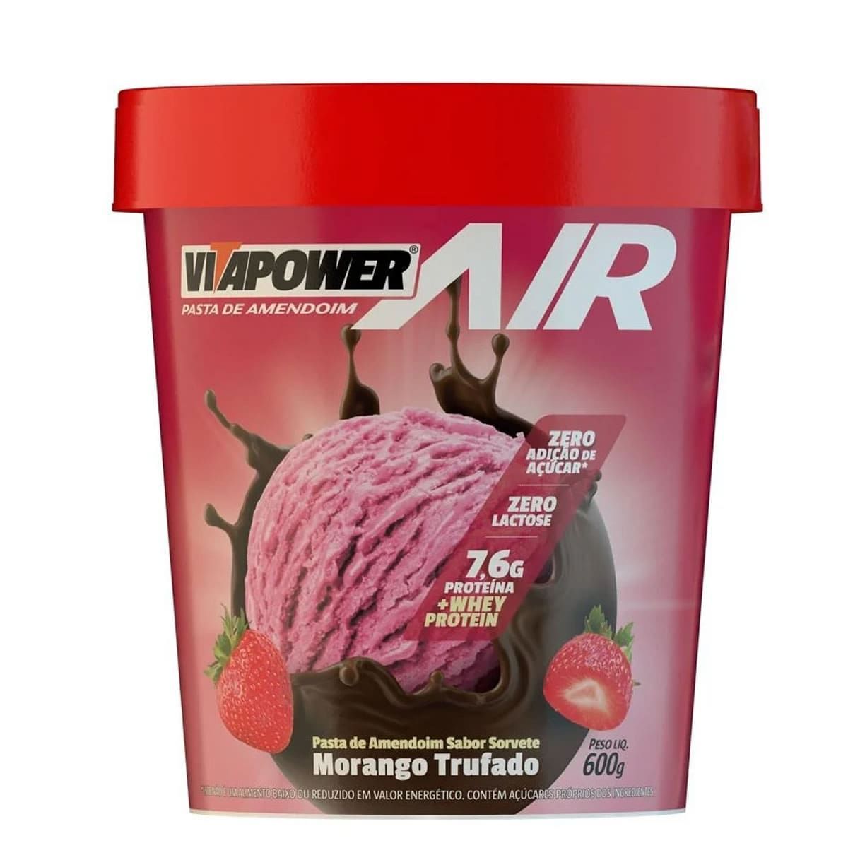 Pasta de Amendoim - 600g Morango Trufado - VitaPower Air