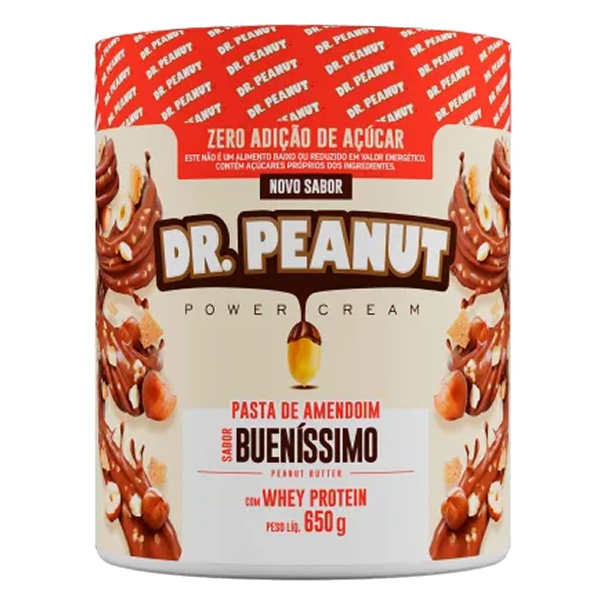 Pasta de Amendoim - 650g Buen�ssimo com Whey Protein - Dr. Peanut*** TAMPA AVARIADA *** Data Venc. 31/10/2023