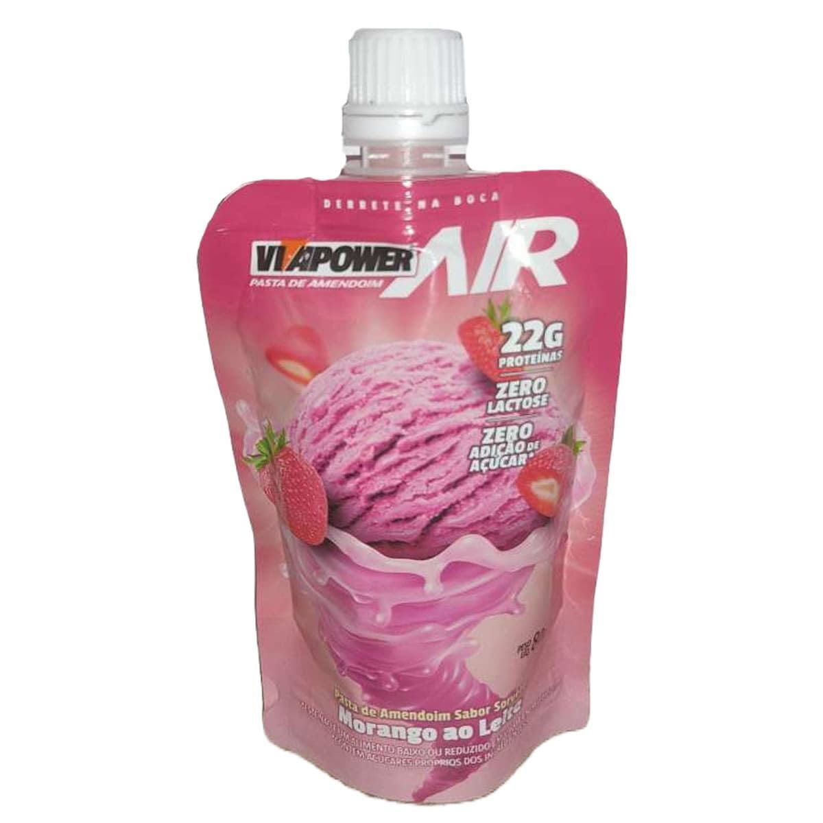 Pasta de Amendoim - 80g Pouch Morango ao Leite - VitaPower Air*** Data Venc. 30/04/2024