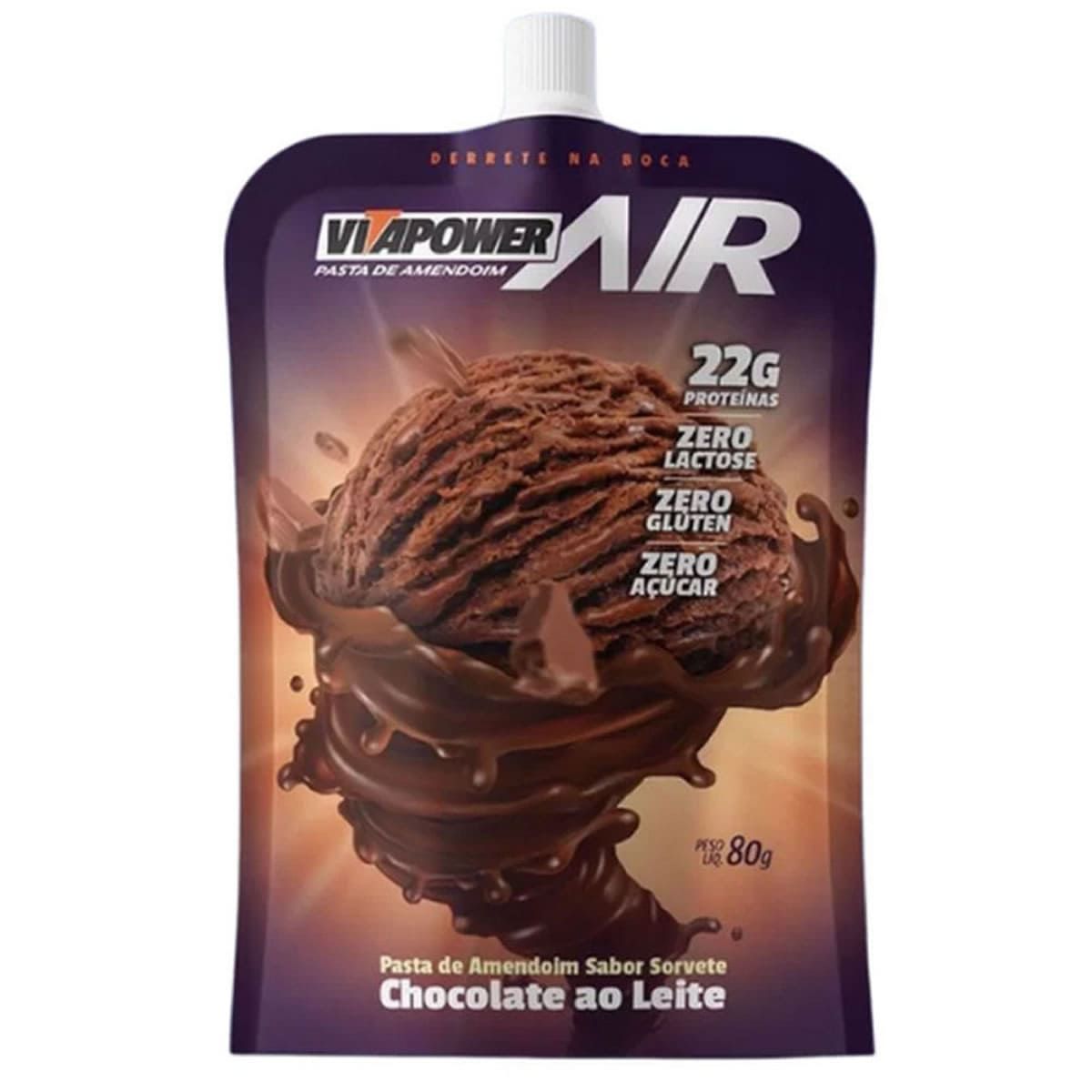 Pasta de Amendoim - 80g Pouch Sorvete Chocolate ao Leite - VitaPower Air