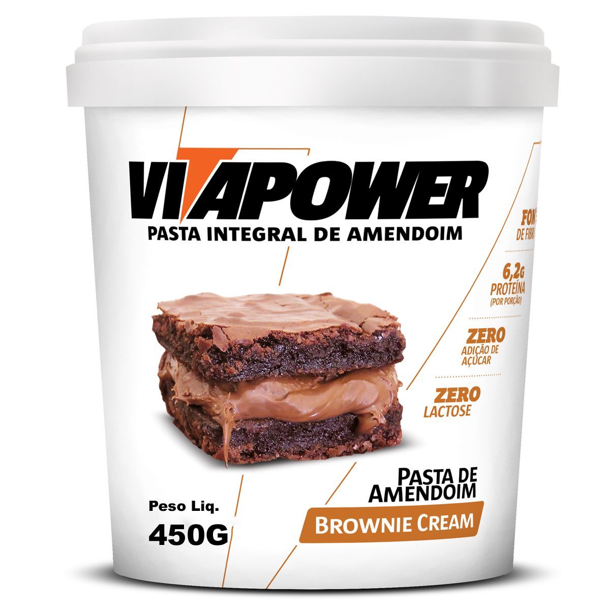 Pasta de Amendoim Integral - 450g Brownie Cream - Vitapower*** Data Venc. 30/06/2025