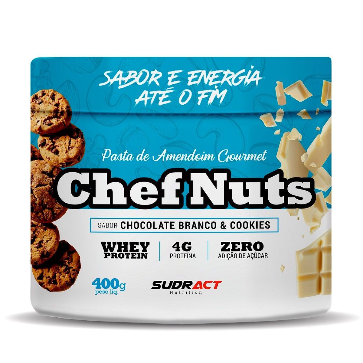 Pasta de Amendoim Chef Nuts - 400g Chocolate Branco e Cookies - Sudract Nutrition