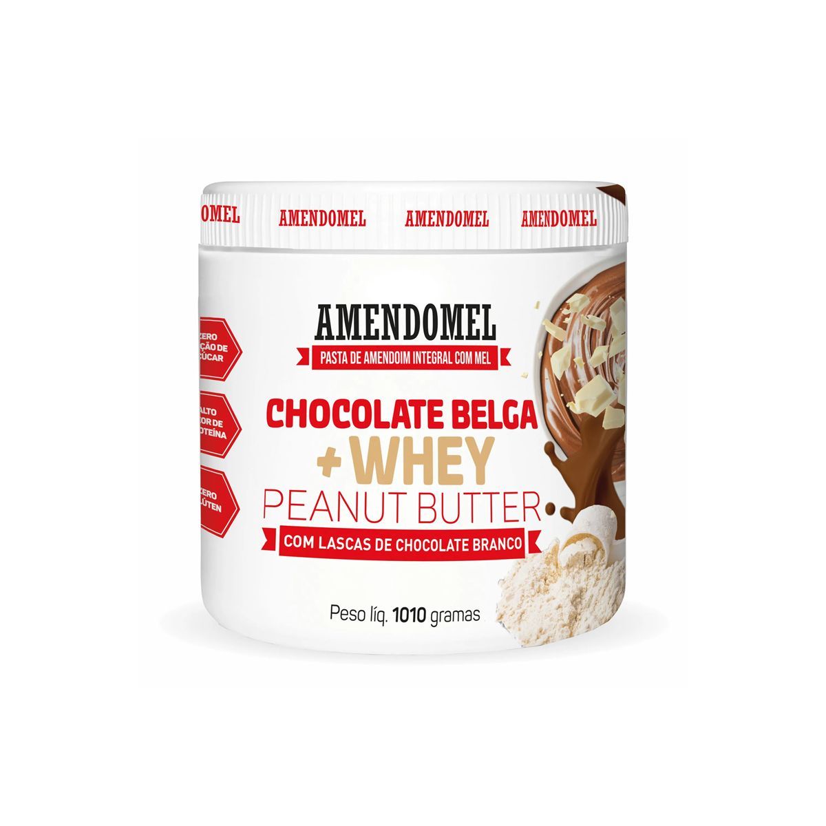 Pasta de amendoim - 1010g Chocolate Belga Whey - AmendoMel*** Data Venc. 05/10/2025