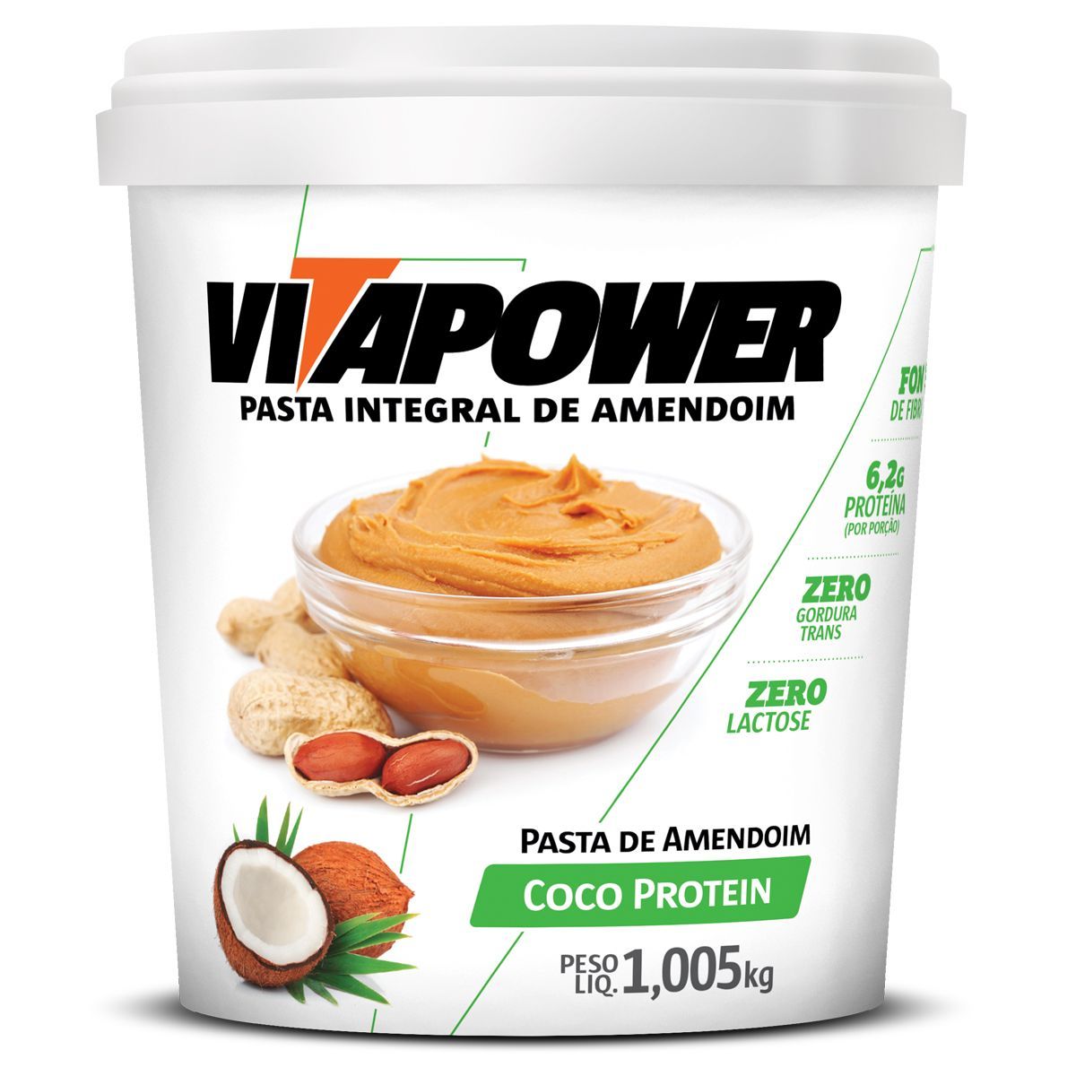 Pasta de Amendoim Integral - 1005g  Coco Protein - Vitapower