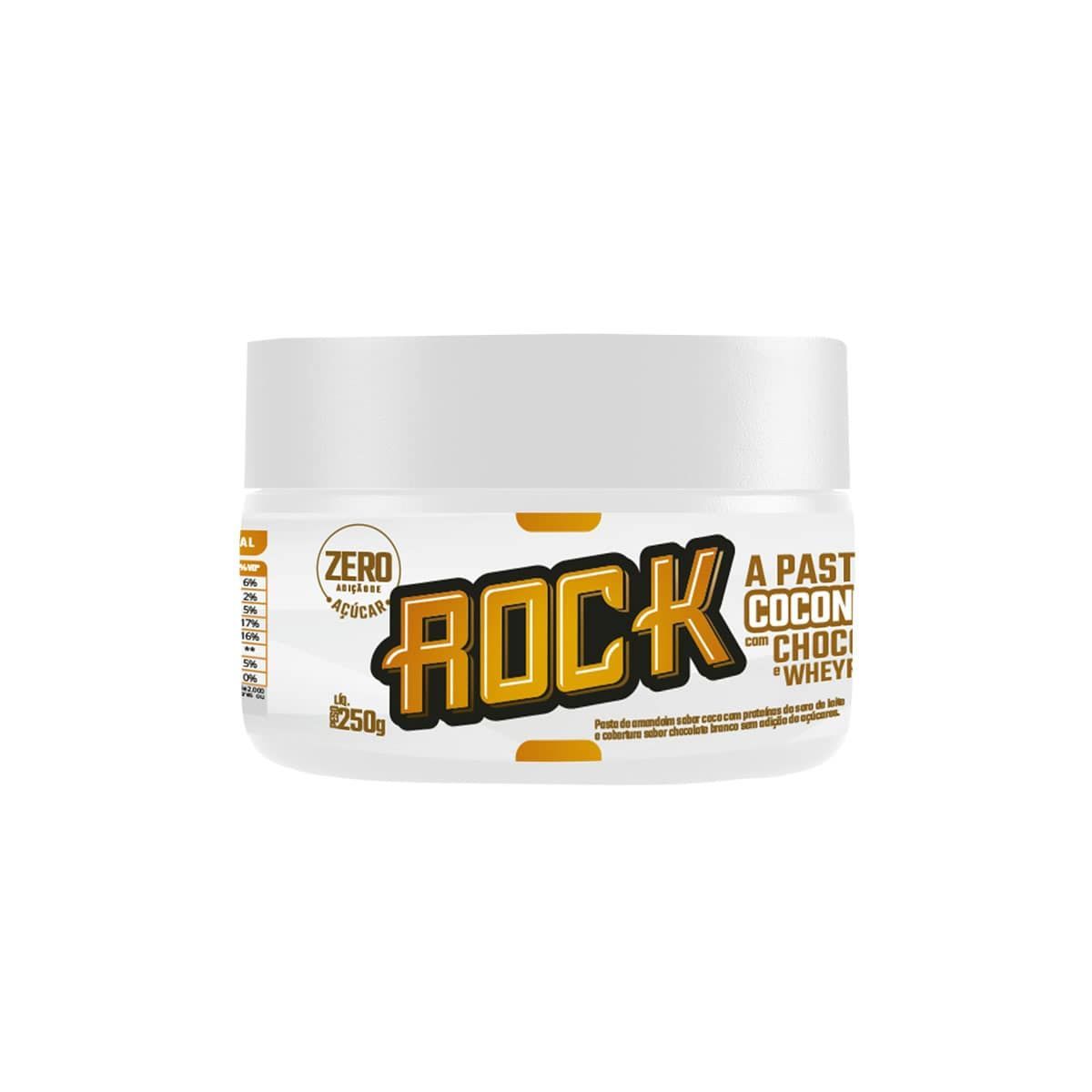 Pasta de Amendoim com Whey - 250g Coconut com Chocolate Branco - Rock Peanut*** Data Venc. 11/3/23