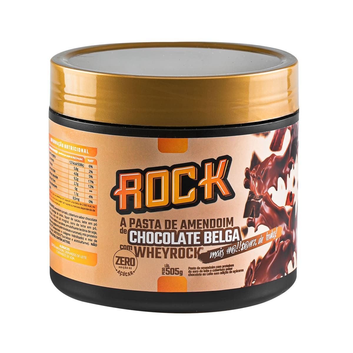 Pasta de Amendoim com Whey - 500g Chocolate Belga - Rock Peanut	*** Data Venc. 25/3/23