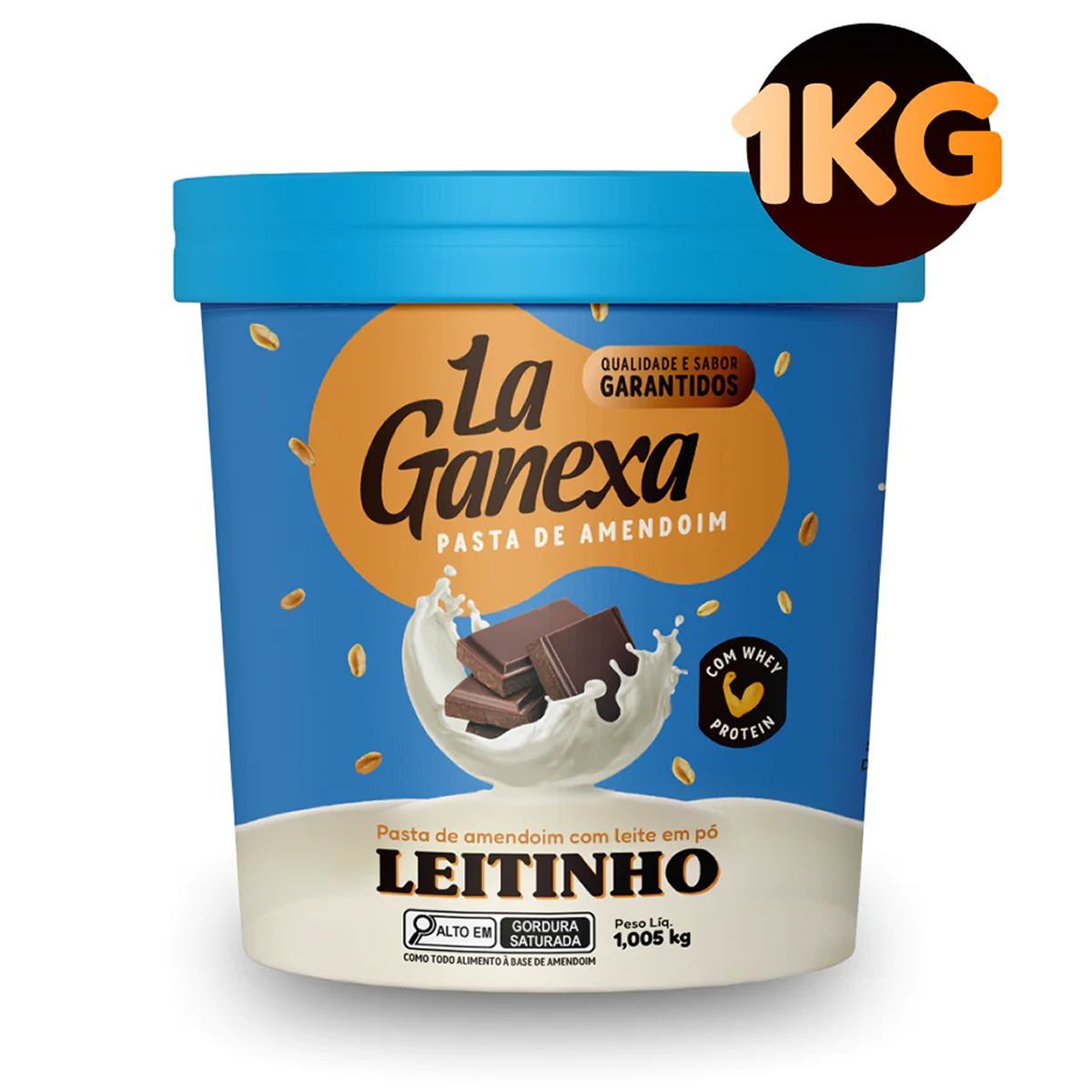 Pasta de Amendoim Com Whey Protein - 1005g Leitinho - La Ganexa
