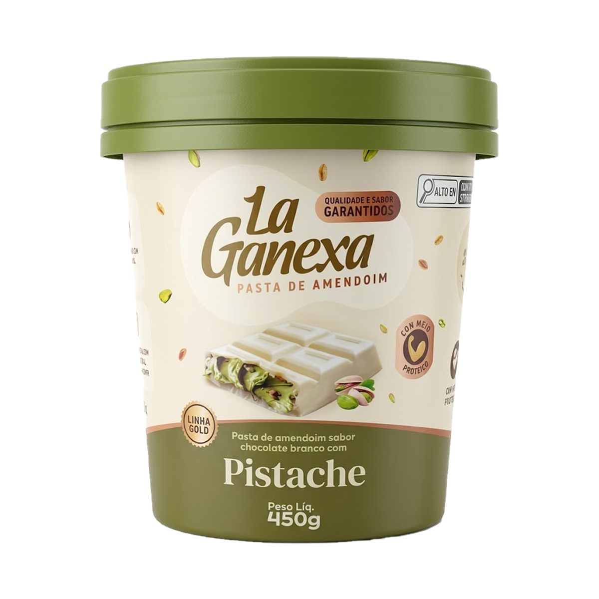 Pasta de Amendoim Com Whey Protein - 450g  Pistache - La Ganexa