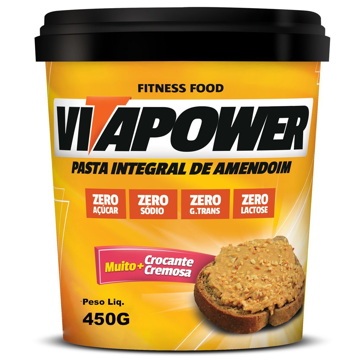 Pasta de Amendoim Integral - 450g Crocante - Vitapower*** Data Venc. 30/05/2025