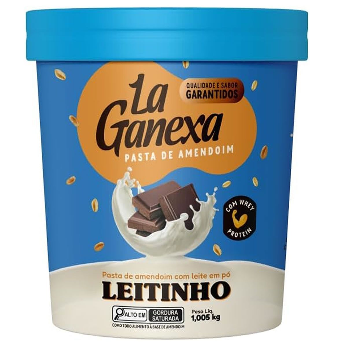 Pasta de Amendoim Com Whey Protein - 450g Leitinho - La Ganexa