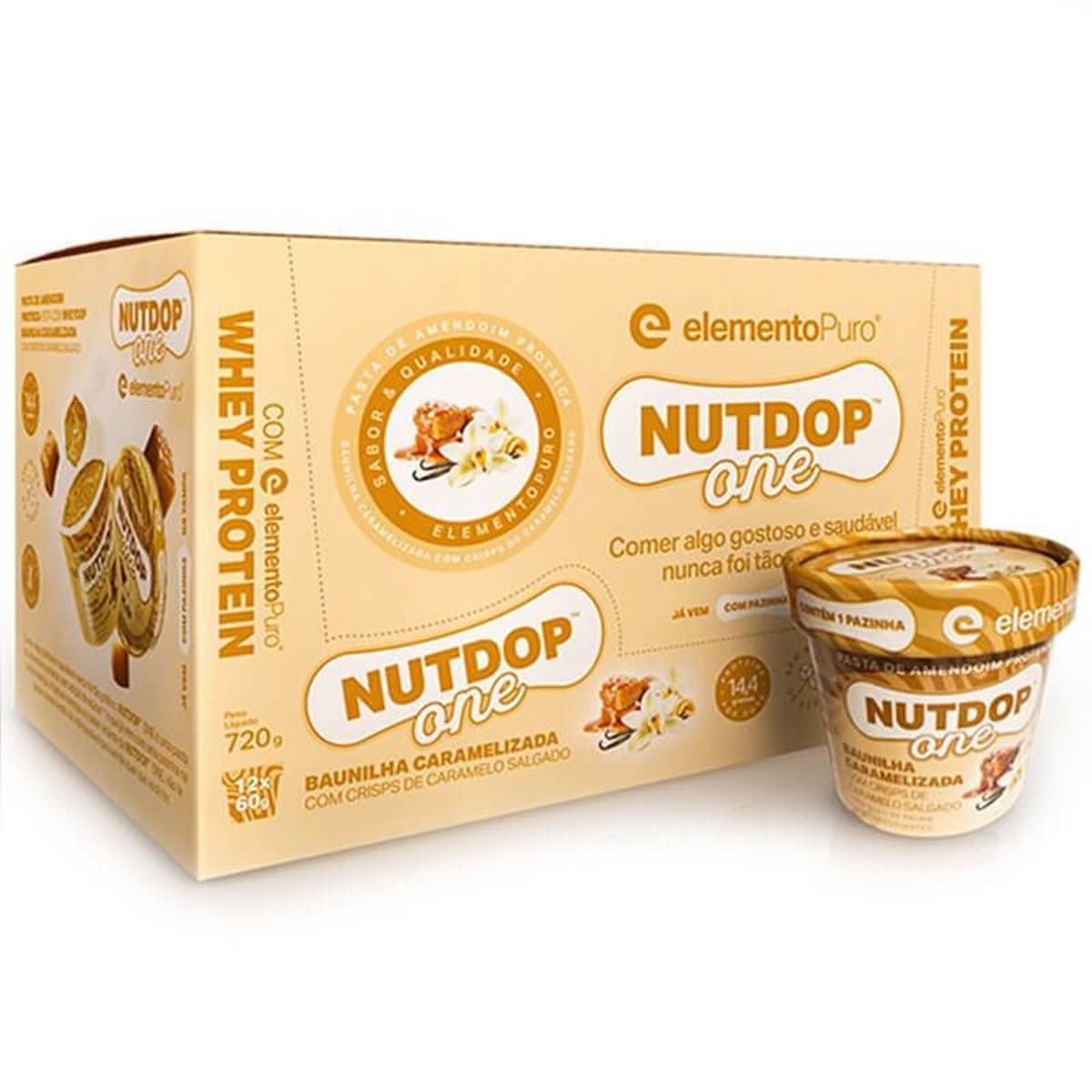 Pasta de Amendoim Nutdop One - 12 Unidades 60g  Baunilha Caramelizada - ElementoPuro