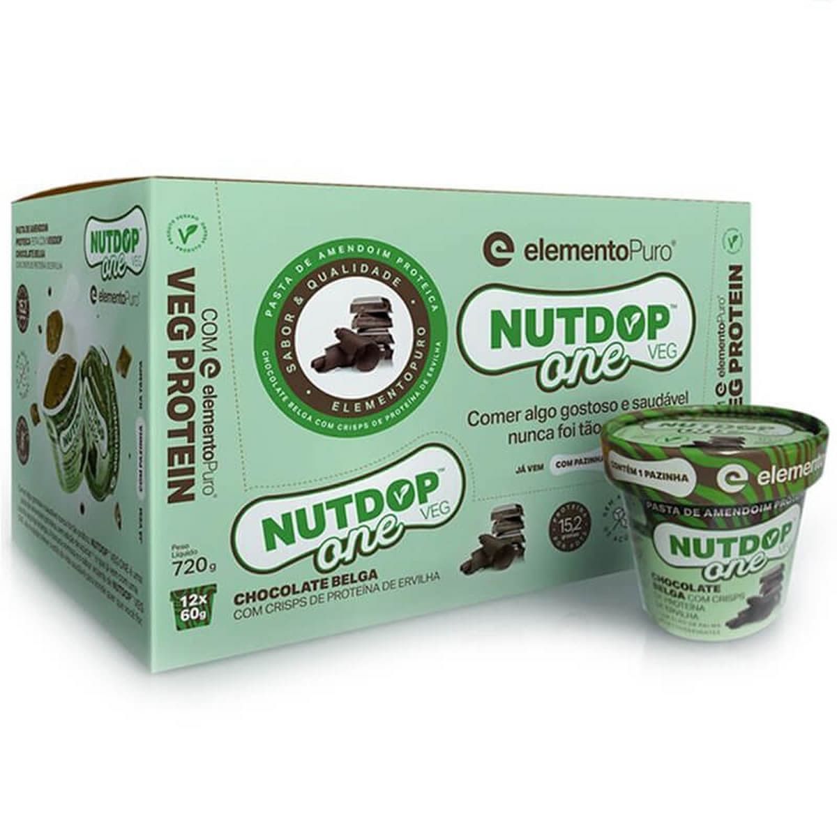 Pasta de Amendoim Nutdop One Vegan - 12 Unidades 60g Chocolate Belga - ElementoPuro