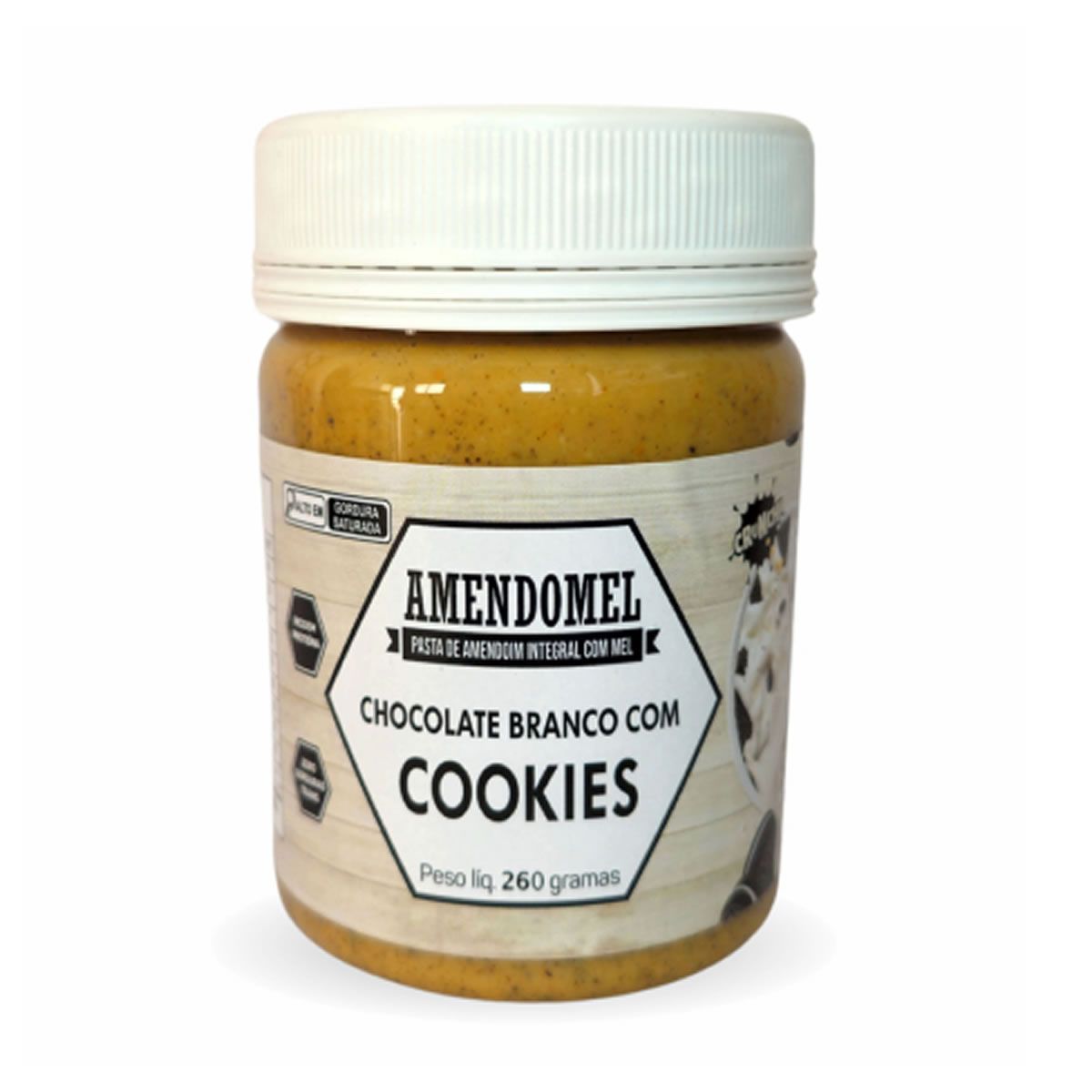 Pasta de Amendoim - 260g Chocolate Branco Com Cookies - Amendomel