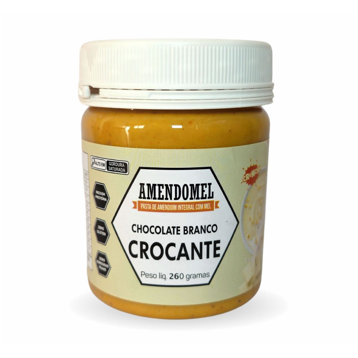 Pasta de Amendoim - 260g Chocolate Branco Crocante - Amendomel