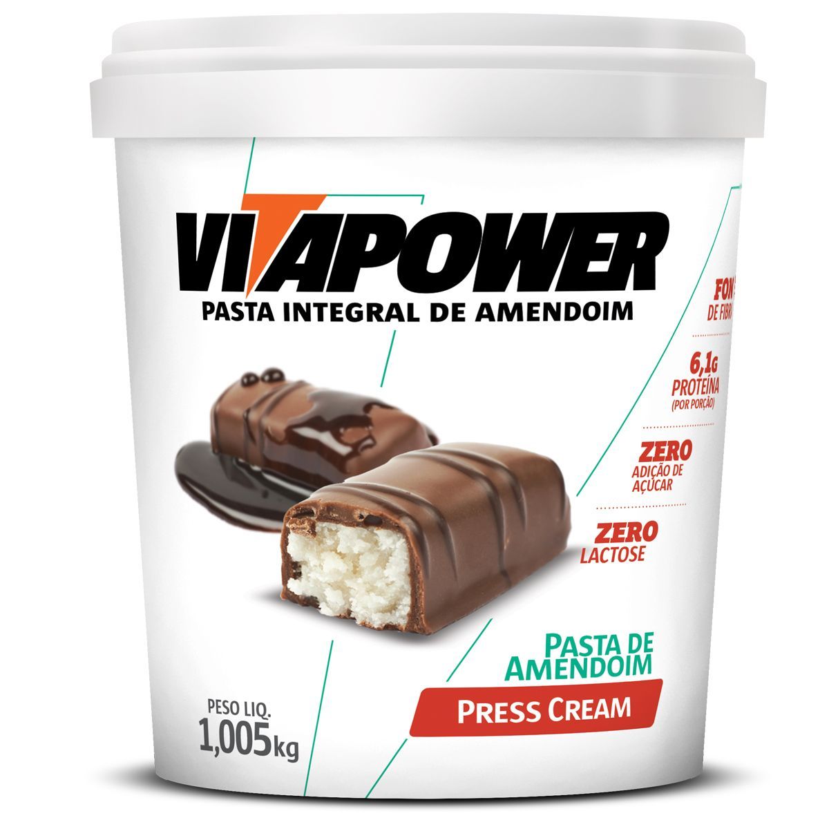 Pasta de Amendoim Integral - 1005g Press Cream - VitaPower*** Data Venc. 28/02/2024