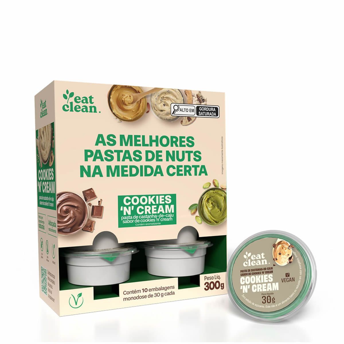 Pasta de Castanha de Caj� - 10 unidades de 30g  Cookies N�Cream - Eat Clean