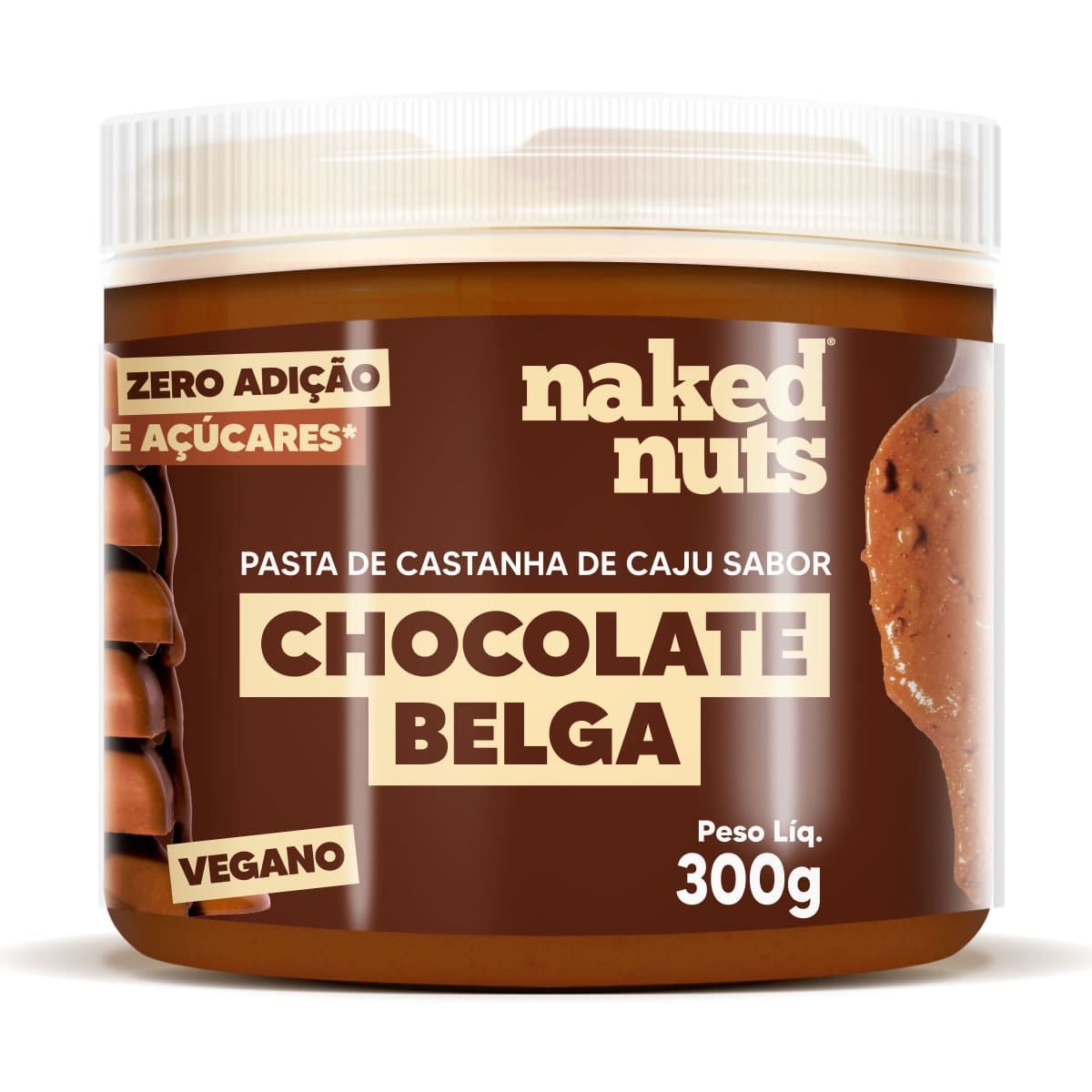 Pasta de Castanha de Caju - 300g Chocolate Belga Crocante - Naked Nuts*** Data Venc. 16/04/2024