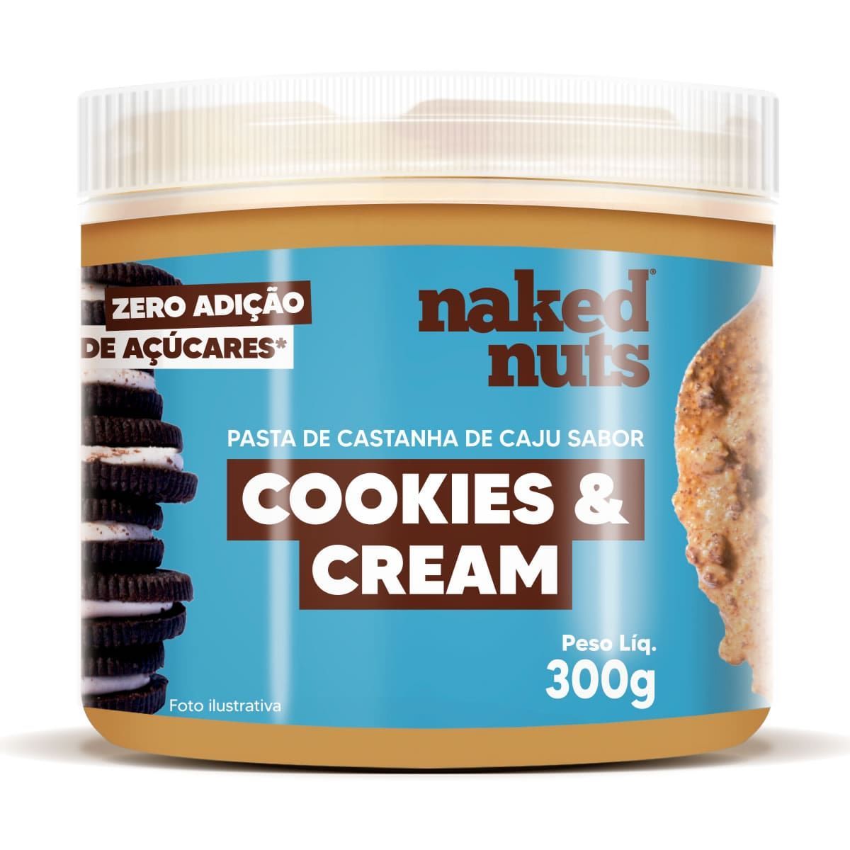 Pasta de Castanha de Caju - 300g Cookies & Cream - Naked Nuts*** Data Venc. 30/03/2024