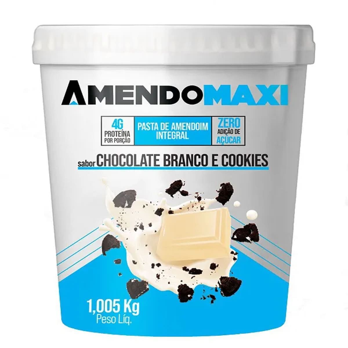 Pasta Integral de Amendoim - 1005g Chocolate Branco  Cookies - AmendoMaxi*** Data Venc. 18/11/22