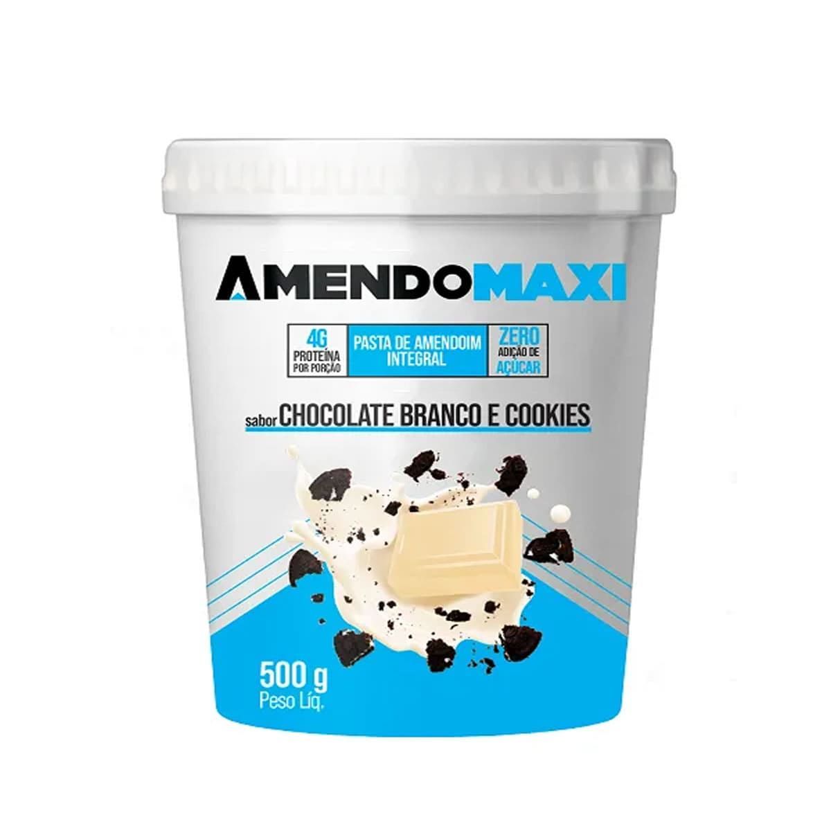 Pasta Integral de Amendoim - 500g Chocolate Branco com Cookies - AmendoMaxi*** Data Venc. 28/12/2022