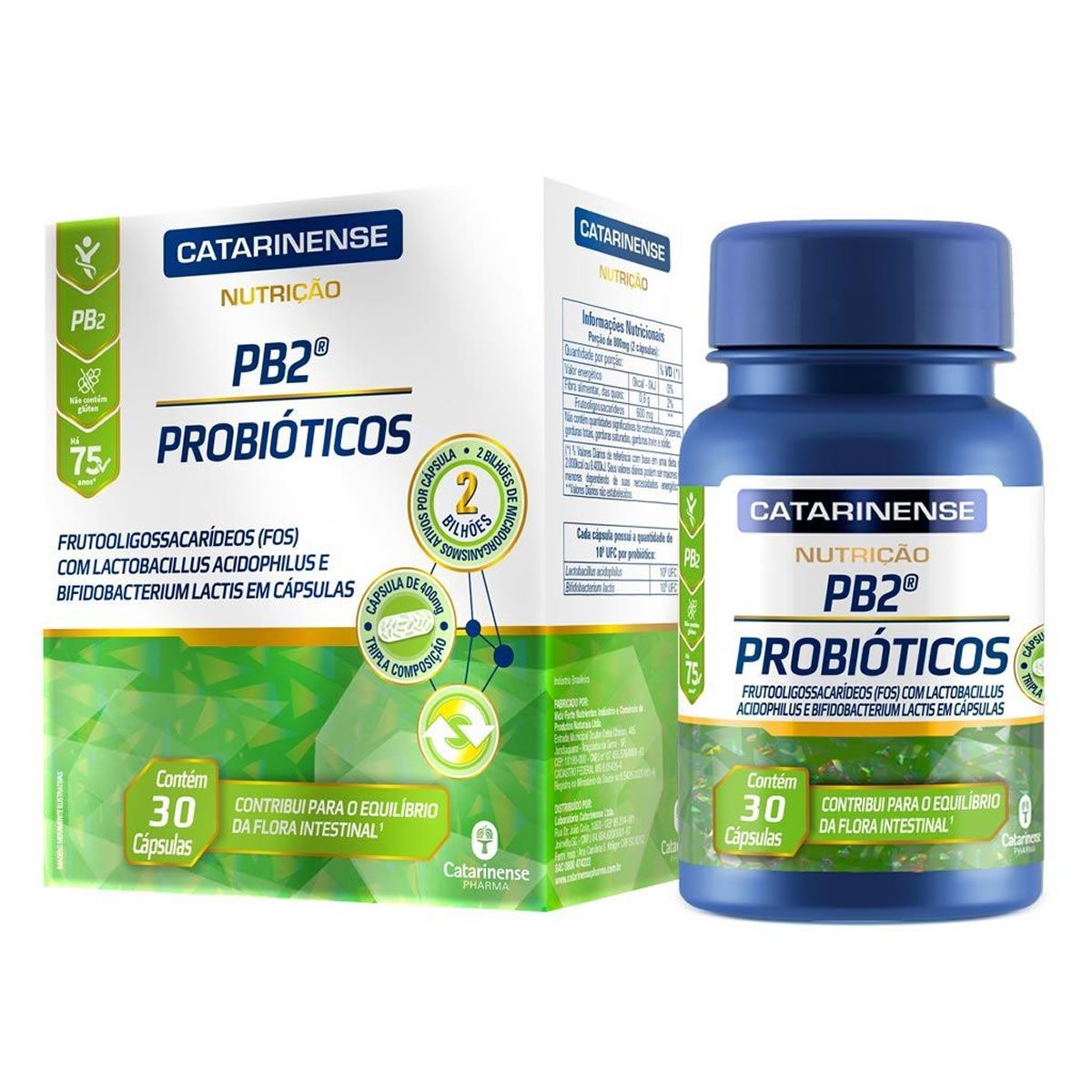 PB2 Probi�ticos - 30 C�psulas - Catarinense Nutri��o