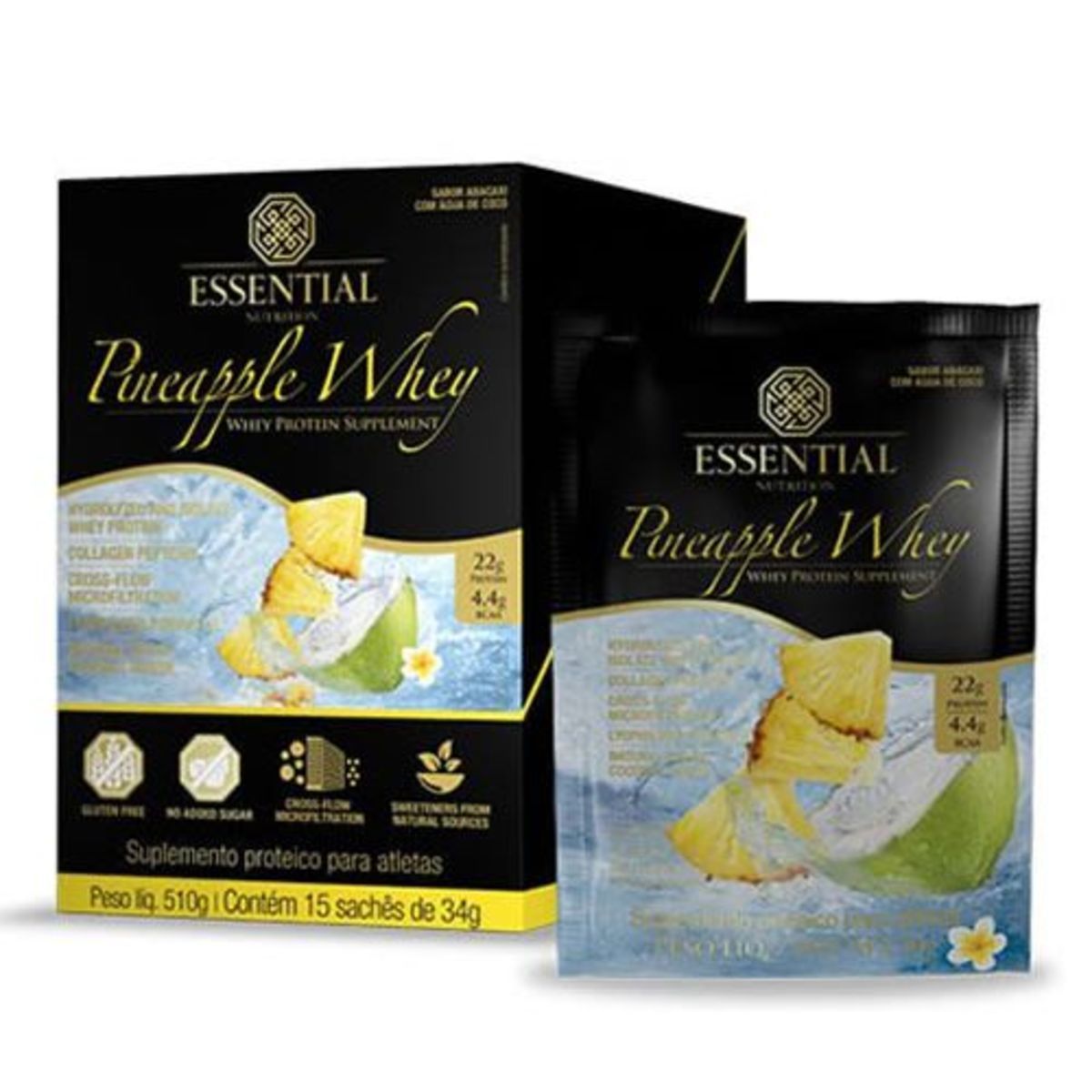 Pineapple Whey - 15 Sach�s 34g - Essential Nutrition*** Data Venc. 30/09/2020