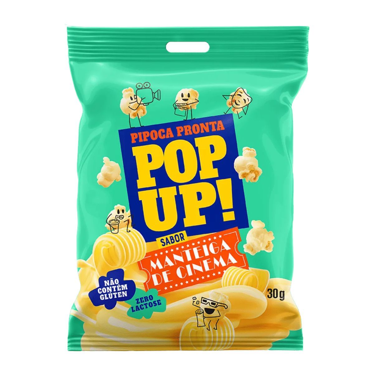 Pipoca Pronta Pop Up - 1 Unidade 30g Manteiga de Cinema - ZD Alimentos*** Data Venc. 11/12/2026