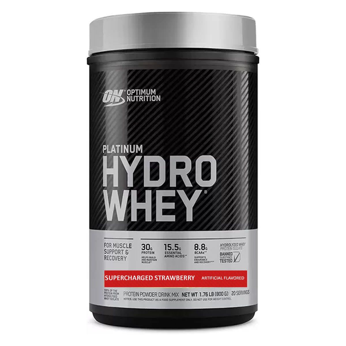 Platinum Hydro Whey - 800g Supercharged Strawberry - Optimum Nutrition