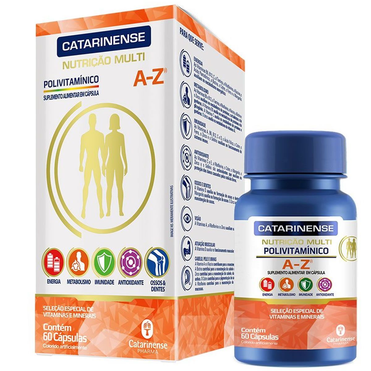 Polivitam�nico A-Z Multi - 60 C�psulas - Catarinense Nutri��o
