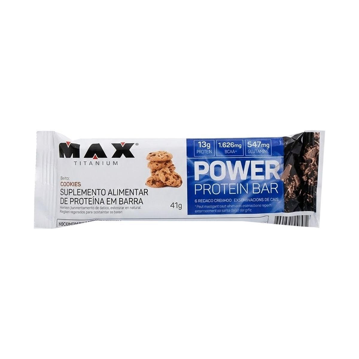 Power Protein Bar - 1 unidade 41g Cookies - Max Titanium*** Data Venc. 26/05/2026