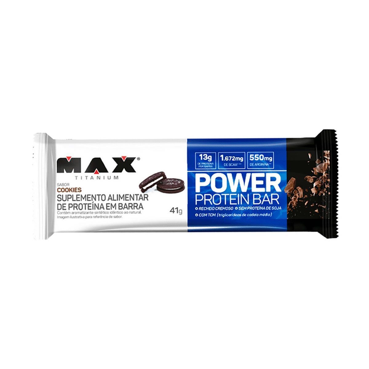 Power Protein Bar - 1 unidade 41g Cookies - Max Titanium*** Data Venc. 31/01/2025