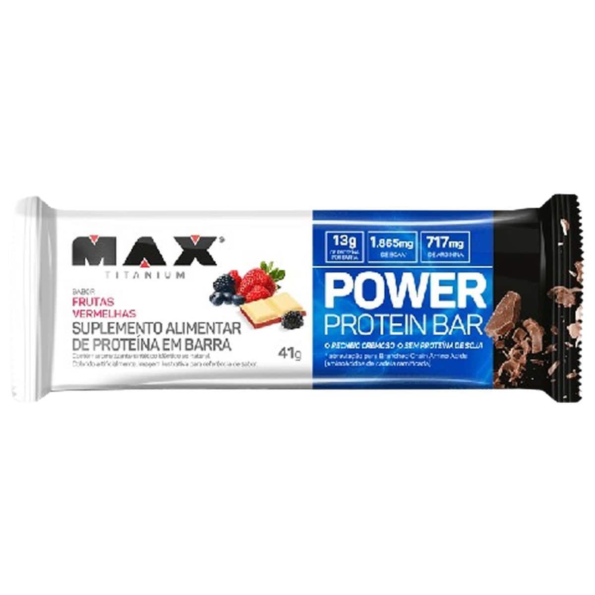 Power Protein Bar - 1 Unidade 41g Frutas Vermelhas - Max Titanium*** Data Venc. 11/03/2025
