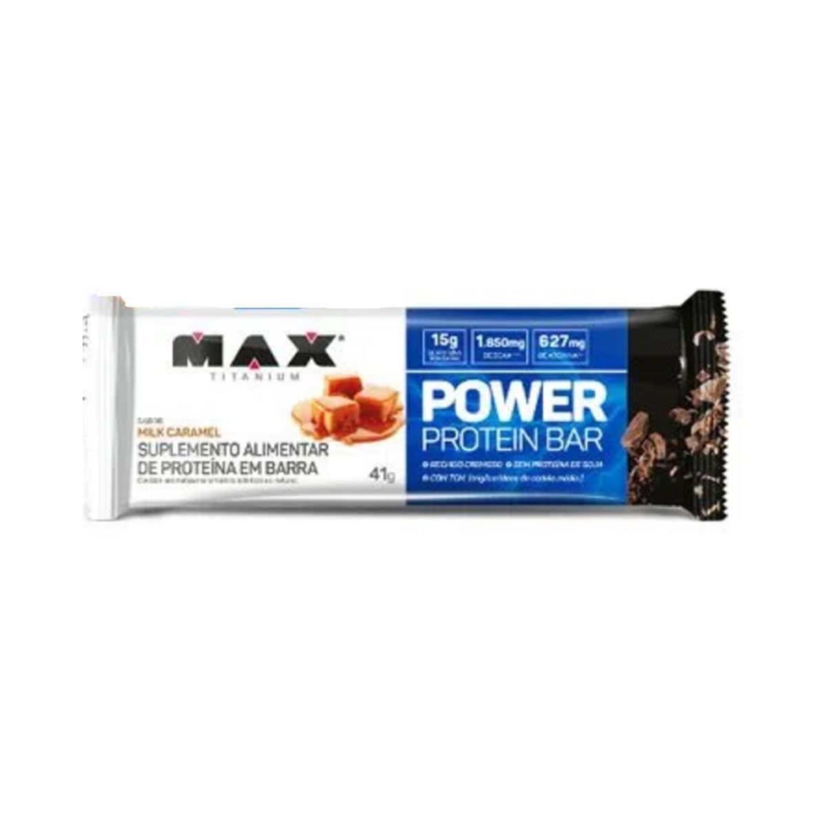 Power Protein Bar - 1 unidade 41g Milk Caramel - Max Titanium*** Data Venc. 24/01/2025