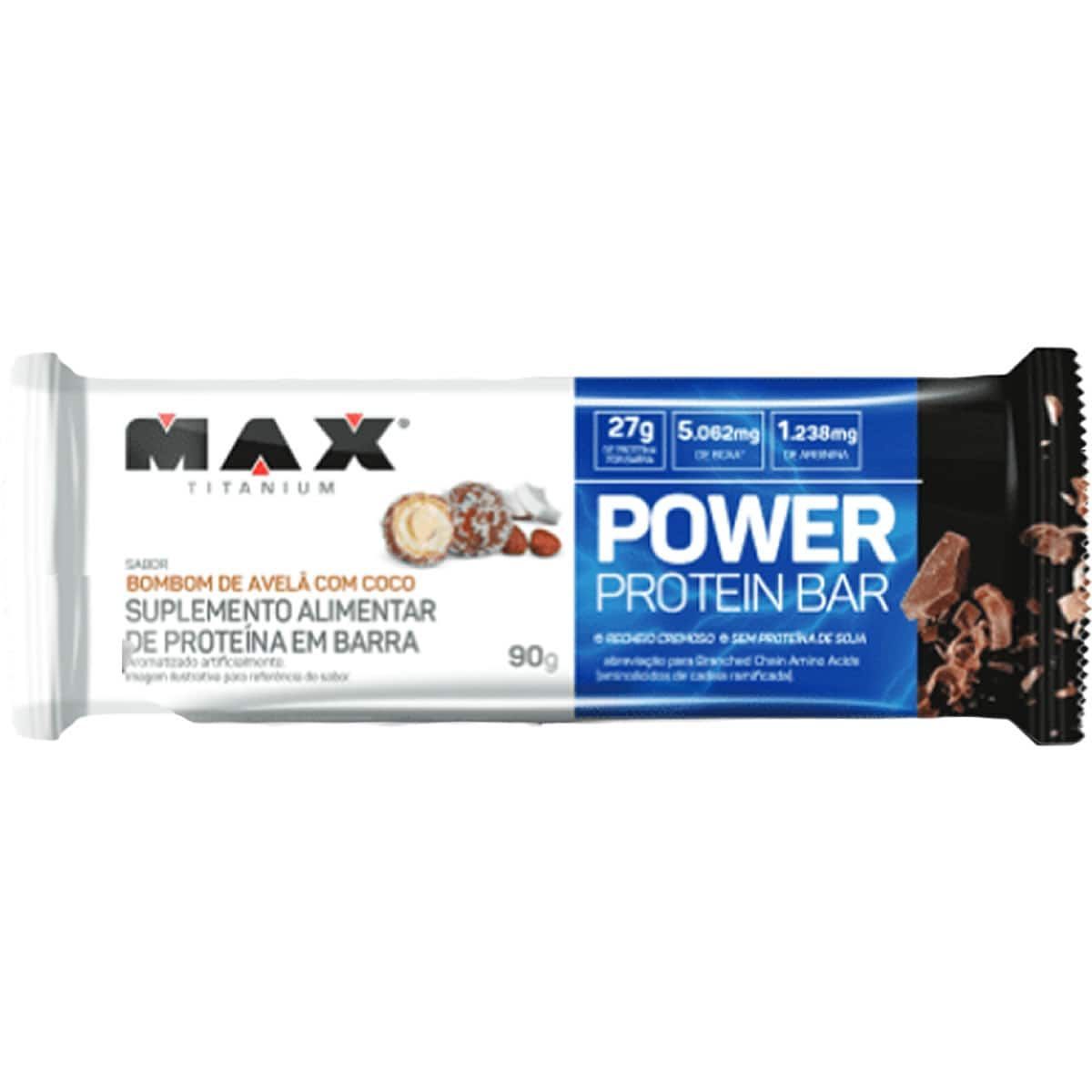 Power Protein Bar - 1 Unidade 90g Bombom de Avel� com Coco - Max Titanium*** Data Venc. 19/11/2025