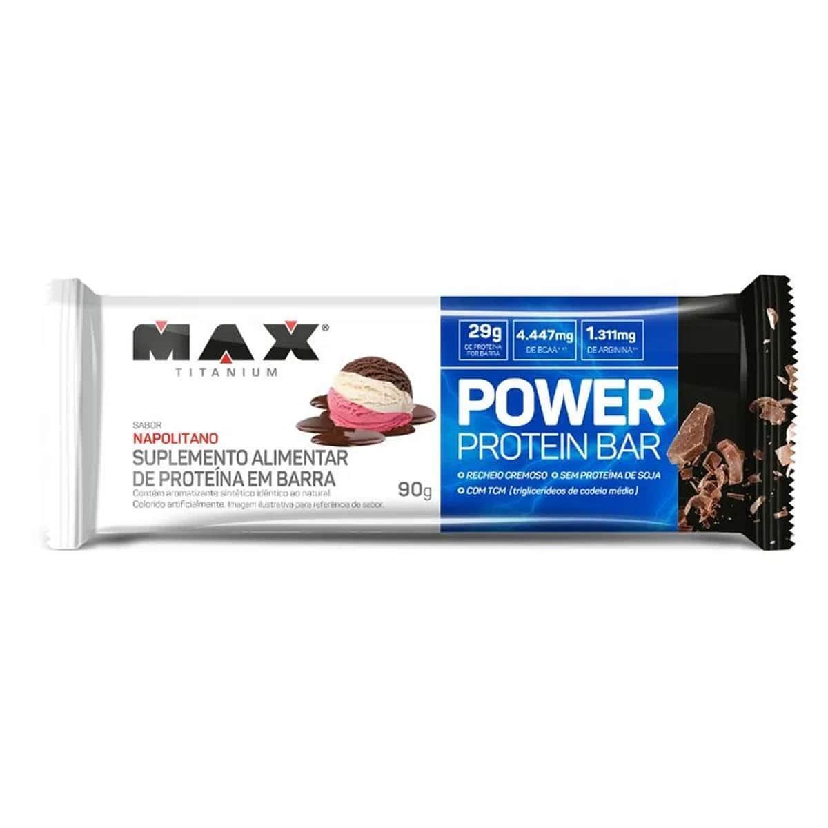 Power Protein Bar - 1 Unidade 90g Napolitano - Max Titanium