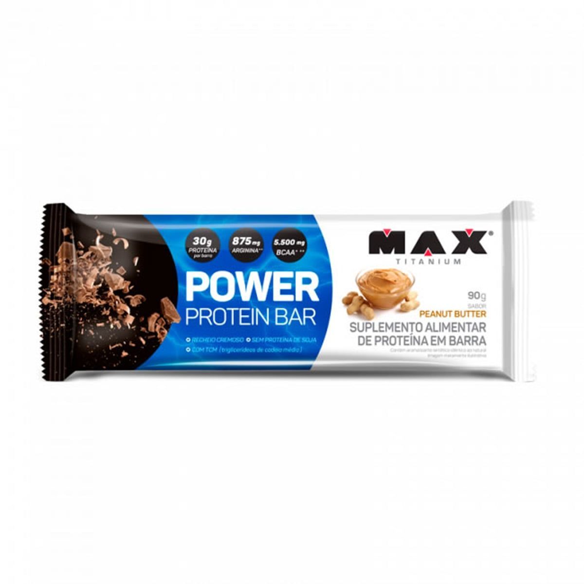 Power Protein Bar - 1 unidade 90g Peanut Butter - Max Titanium*** Data Venc. 24/09/2024