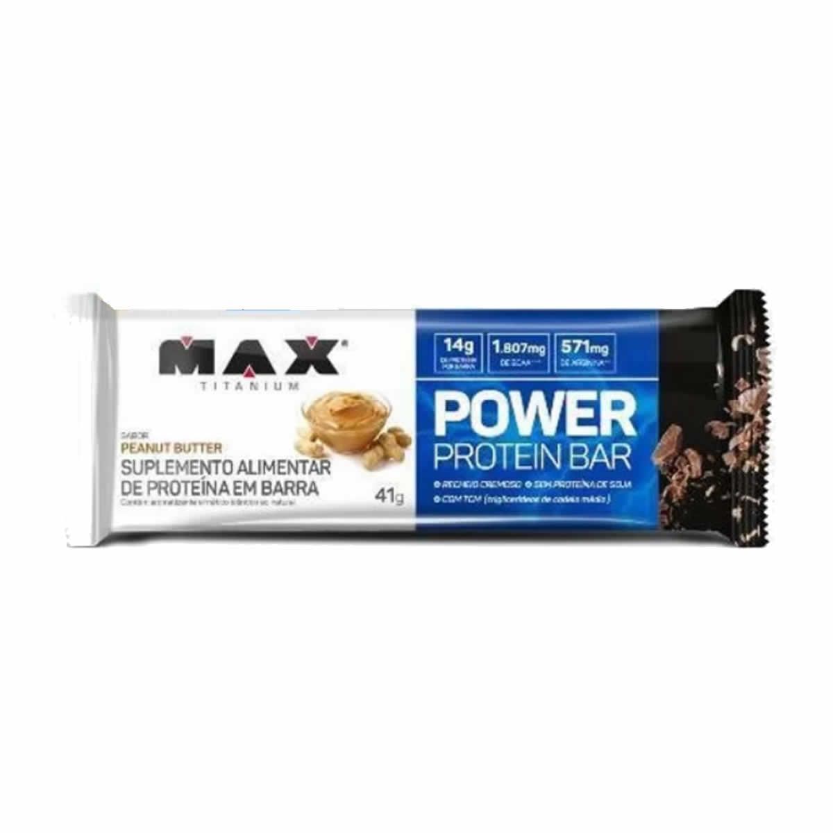 Power Protein Bar - 1 Unidade de 41g  Peanut Butter - Max Titanium*** Data Venc. 11/02/2024