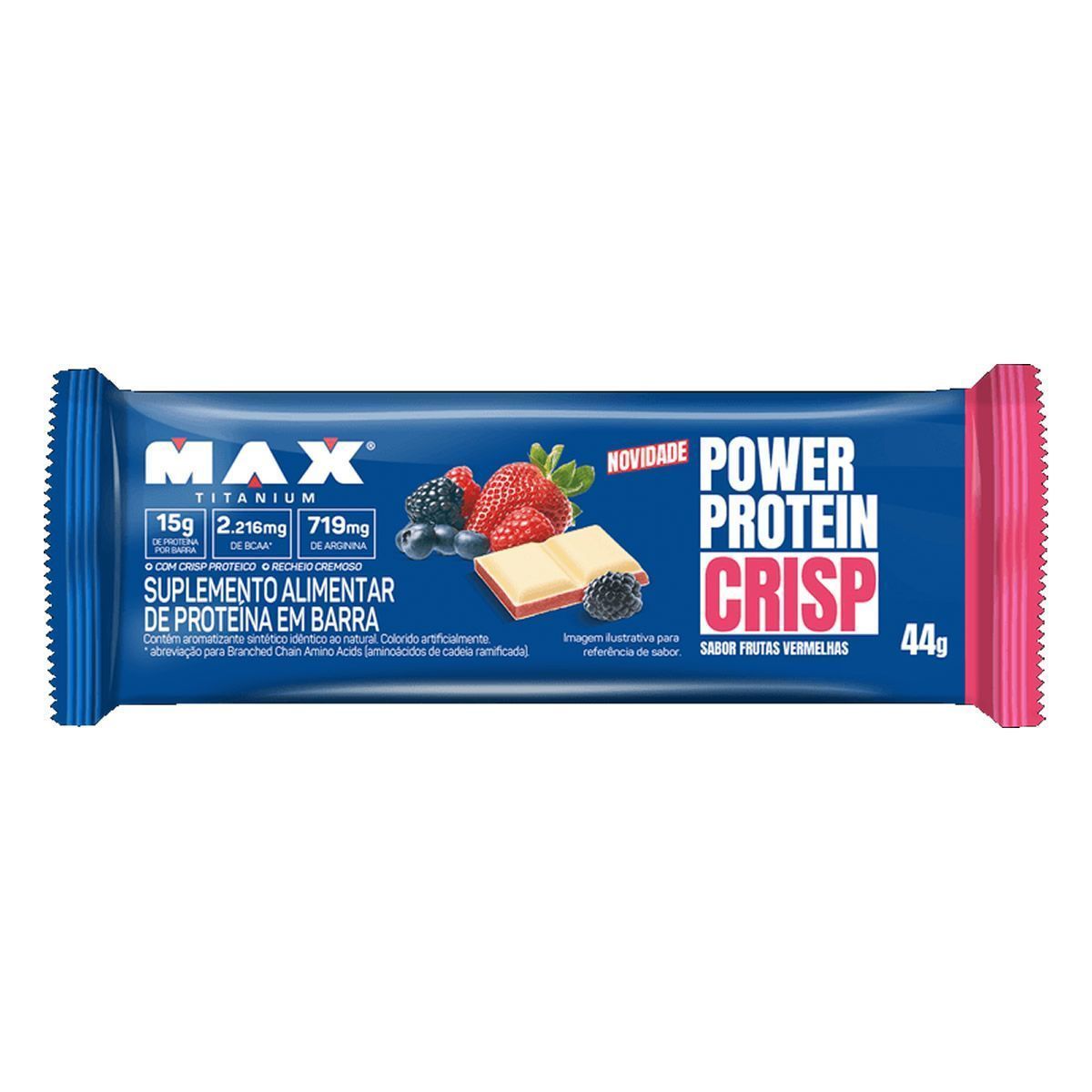 Power Protein Crisp - 1 Unidade de 44g Frutas Vermelhas - Max Titanium