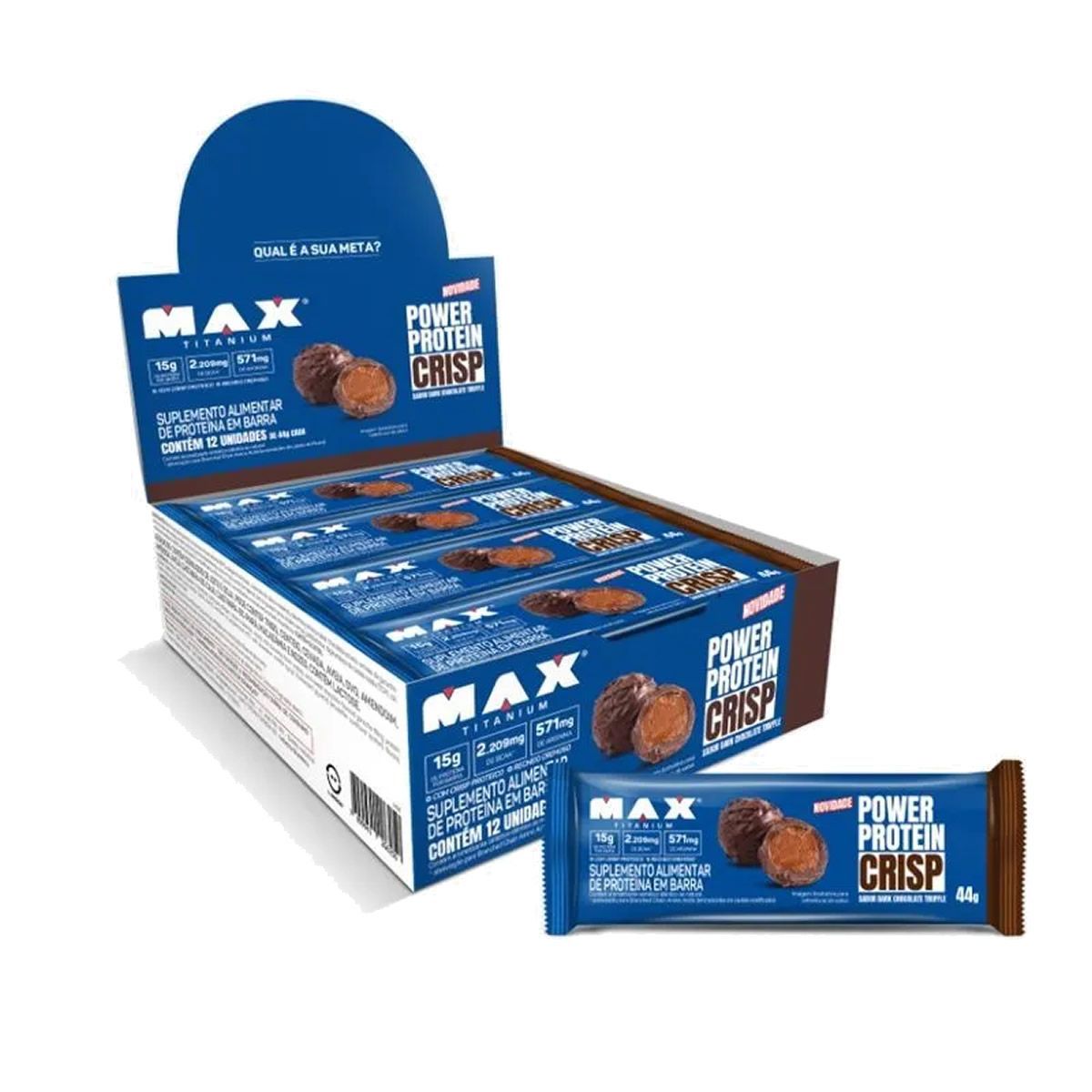 Power Protein Crisp - 12 unidades de 44g Dark Chocolate Truffle - Max Titanium